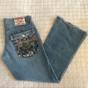 True Religions Embroidered Flare Jeans!